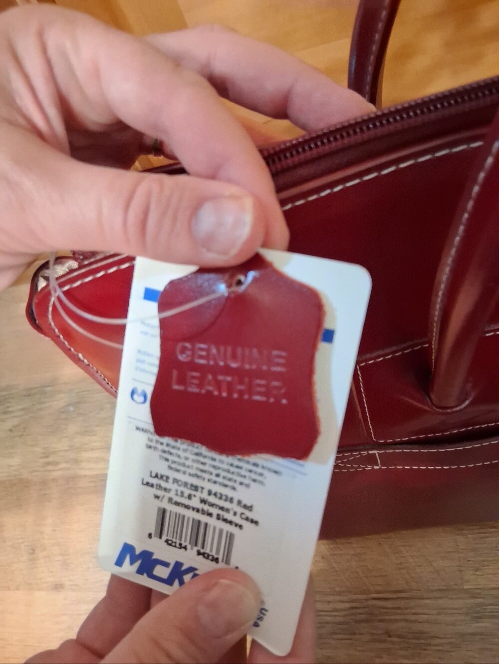 McKlein Women's Leather Briefcase Attache Bag - Wine Red - Picture 11 of 16